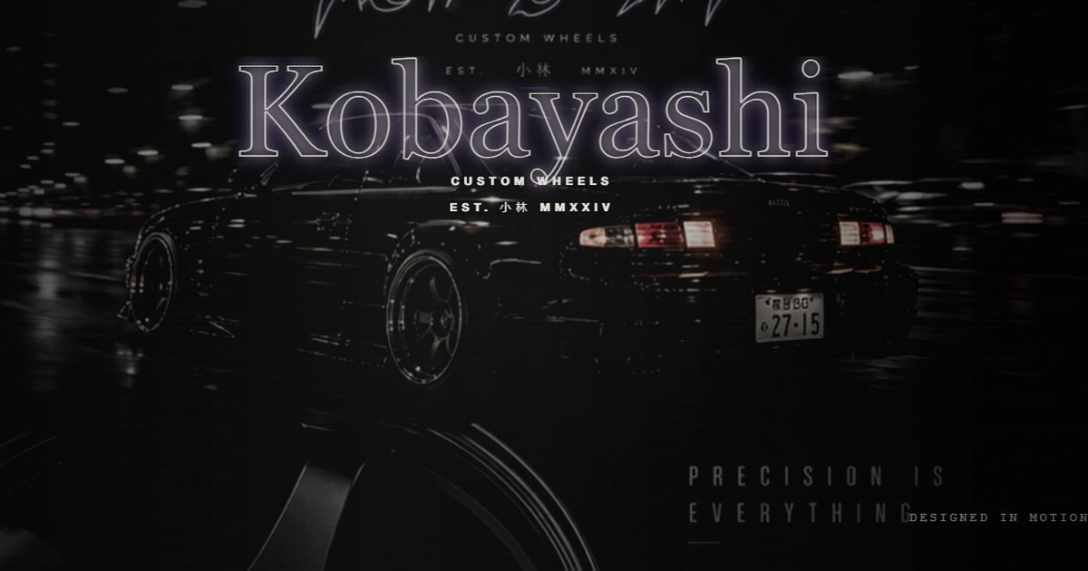 KOBAYASHI, experiencia fullpage dark para uma marca ficticia de aros premium