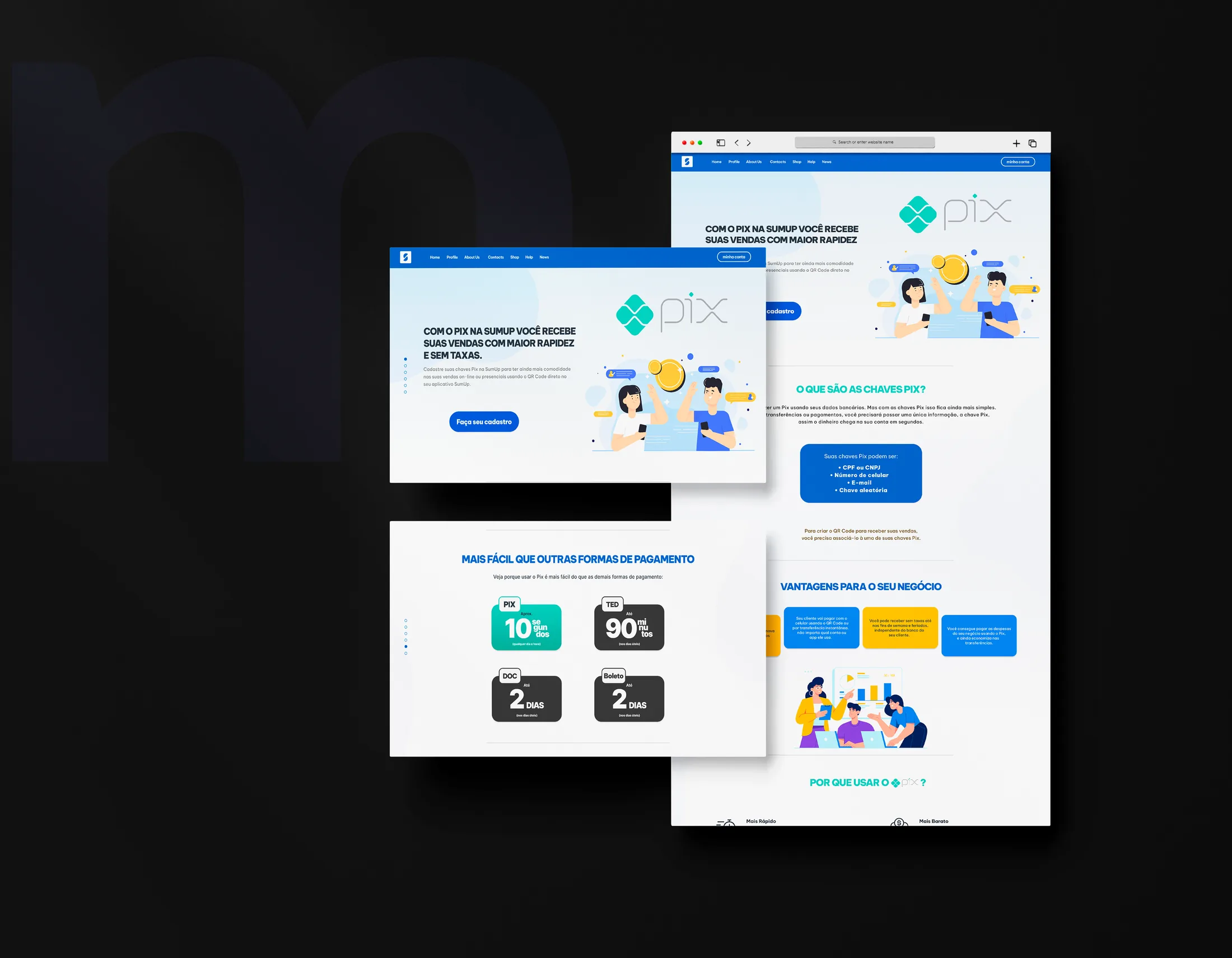 Apresentacao visual da landing page SumUp Pix